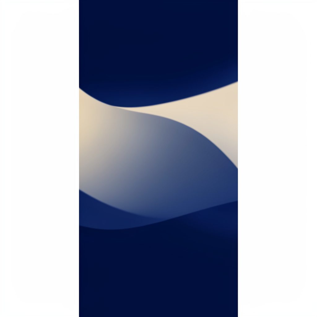 Bloque abstracto vertical en azul marino profundo con una franja iluminada en beige claro.